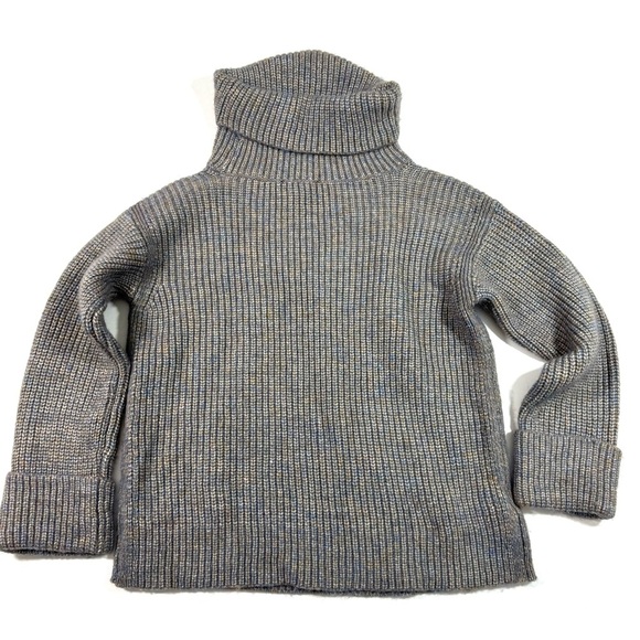 Ann Taylor Boxy Ribbed Sweater Blue MultiTurtleneck - Picture 2 of 7